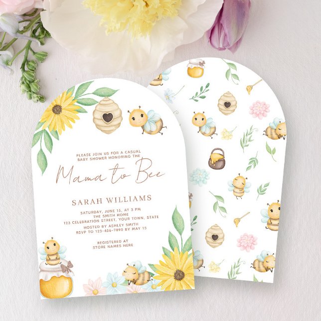 Mama to Bee Cute Watercolor Bumblebee Baby Shower Invitation (Creator Uploaded)