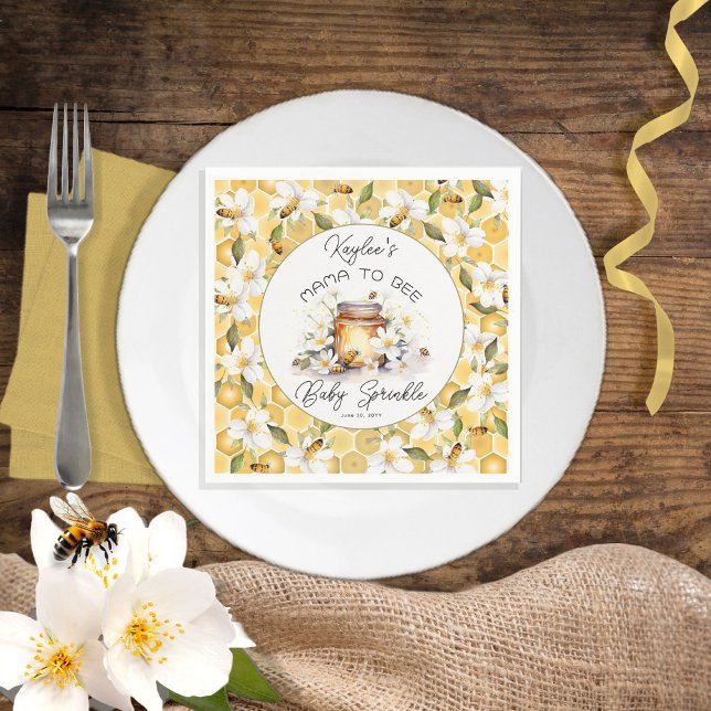 Mama to Bee Flowers and Bees Honey Baby Sprinkle Napkin (Creator Uploaded)