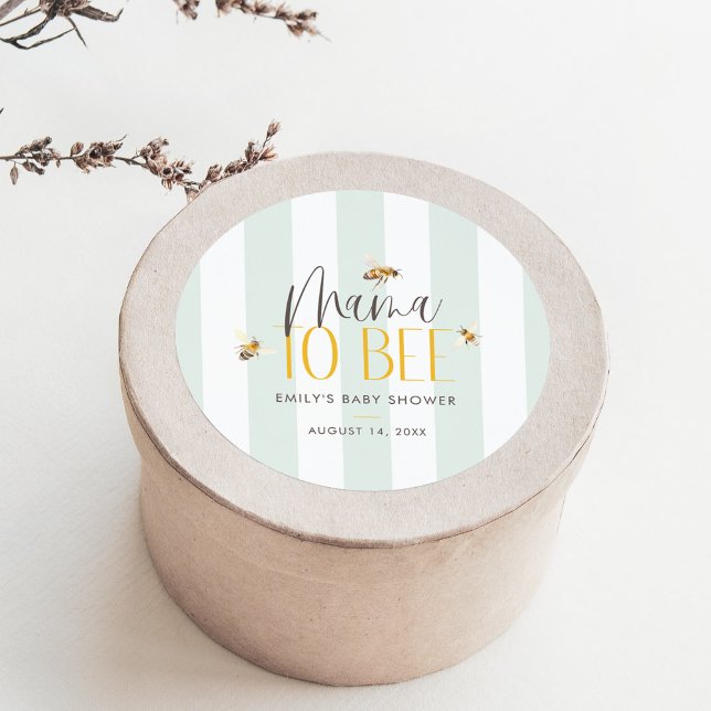 Mama to Bee Honey Green Baby Shower Classic Round Sticker (Creator Uploaded)