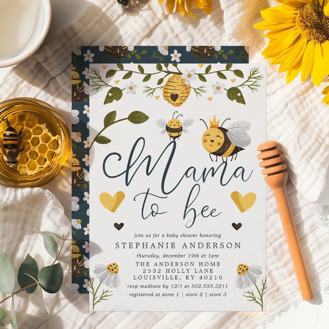 Mama To Bee Honeycomb Bumblebee Baby Shower Invitation (Creator Uploaded)
