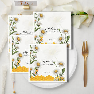 Mama To Bee Honeycomb White Daisy Flower Napkin