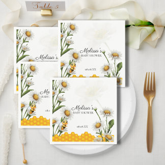 Mama To Bee Honeycomb White Daisy Flower Napkin