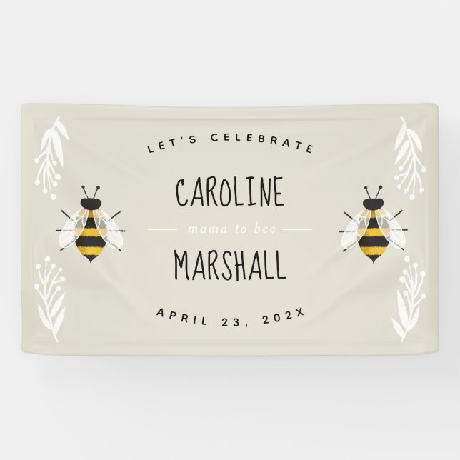 Mama to Bee Neutral Baby Shower Sign Banner Sign (Horizontal)