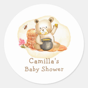 Mama To Bee Teddy Bear Honeycomb Baby Shower  Classic Round Sticker
