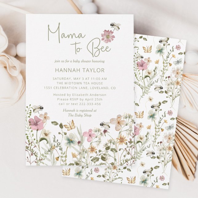 Mama to Bee Wildflower Baby Shower Invitation (Creator Uploaded)