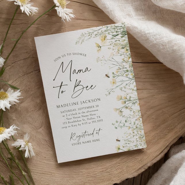 Mama to Bee Wildflower Baby Shower Invitation (Creator Uploaded)