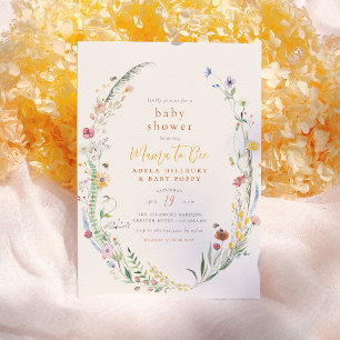 Mama To Bee Wildflower Boho Chic Baby Girl Shower Invitation