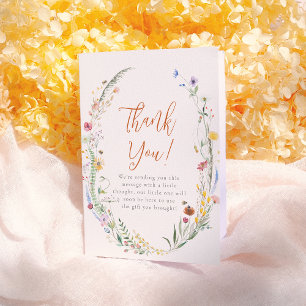 Mama To Bee Wildflower Boho Girl Baby Shower Thank You Card