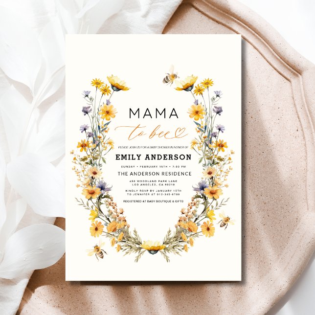 Mama to Bee Wildflower Gender Neutral Baby Shower Invitation (Creator Uploaded)