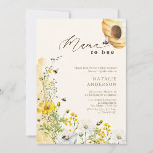 Mama to Bee Wildflowers Honeycomb Baby Shower Invitation