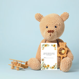 Mama to Bee Yellow flowers Bumblebee Diaper Raffle Enclosure Card