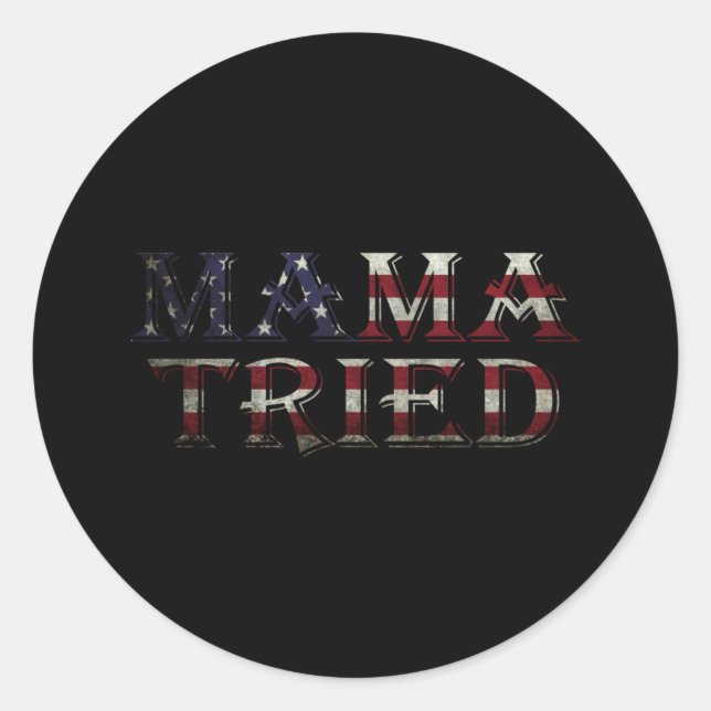 Mama Tried Country Music Lyric USA Flag Retro Classic Round Sticker (Front)
