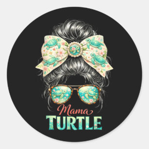 Mama Turtle Shirt Sea Life Summer Ocean Mum Gift Classic Round Sticker