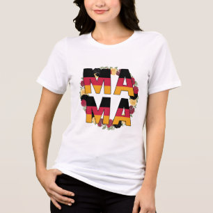 MAMA Typography with German Flag Floral Wreath Tri-Blend Shirt