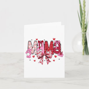 Mama Valentines Day Groovy Coquette Bow Heart Vale Card