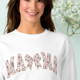 Mama Varsity Style Mum Bow FloralMother's Day Gift Sweatshirt
