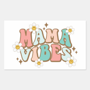 Mama Vibes with Daisies Rectangular Sticker