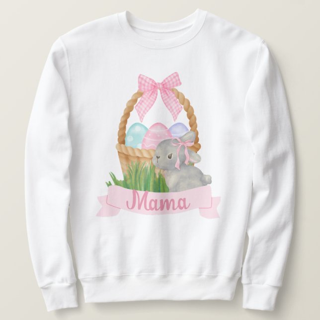 Mama Watercolor Pink Easter Basket Sweatshirt (Design Front)