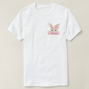 Mama Watercolor Pocket Pink Easter Bunny  T-Shirt