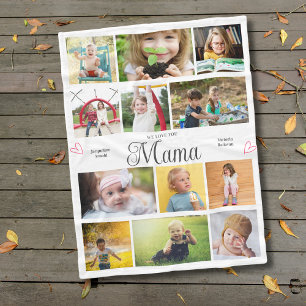 Mama We Love You Personalised Hearts Fleece Blanket