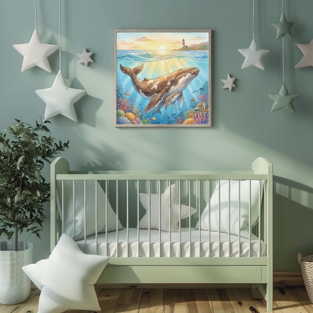 Mama Whale and Calf Nursery Poster (Creator Uploaded)