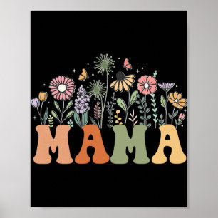 Mama Wildflower Floral Birthday Baby Shower New Ma Poster