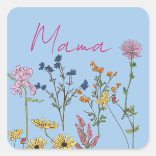 Mama wildflowers gift square sticker