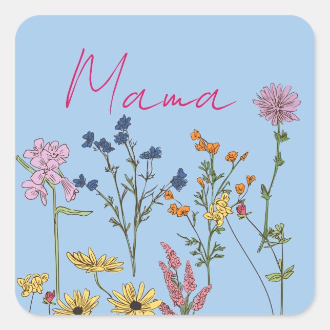 Mama wildflowers gift square sticker (Front)
