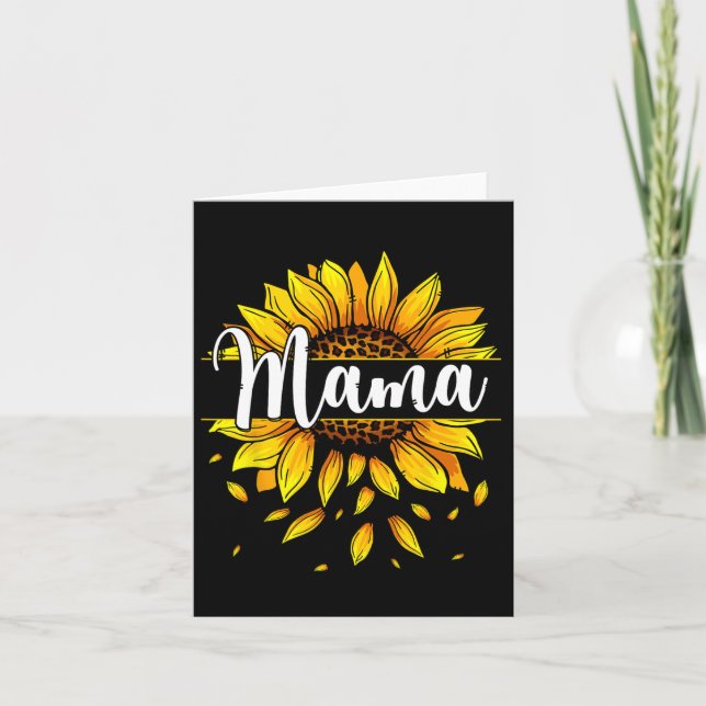 Mama With Yellow Sunflower Floral Graphic Mothers  Card (Front)