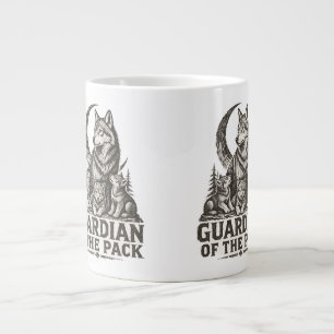Mama Wolf and Pups Forest Moon Nature Graphic Large Coffee Mug