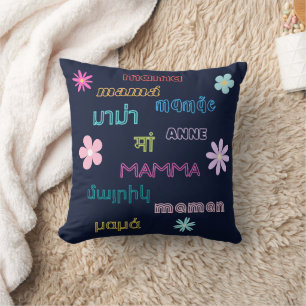 Mama Word in Different Languages International   Cushion