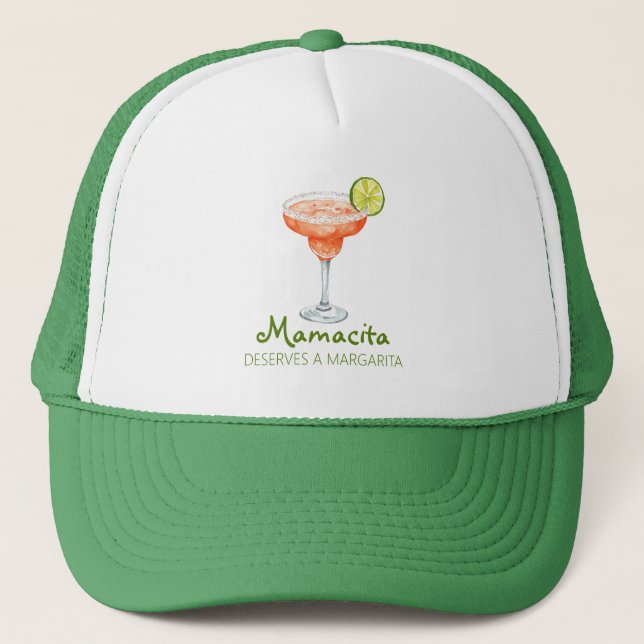 Mamacita Deserves a Margarita Strawberry Marg Trucker Hat (Front)