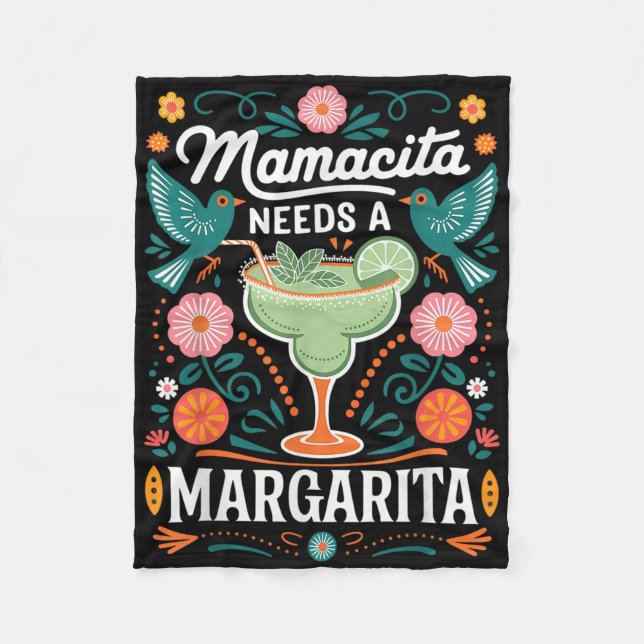 Mamacita Needs A Margarita  Fleece Blanket (Front)
