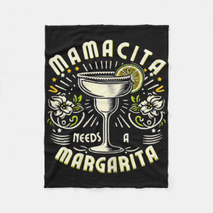 Mamacita Needs A Margarita Funny Cinco De Mayo Cut Fleece Blanket