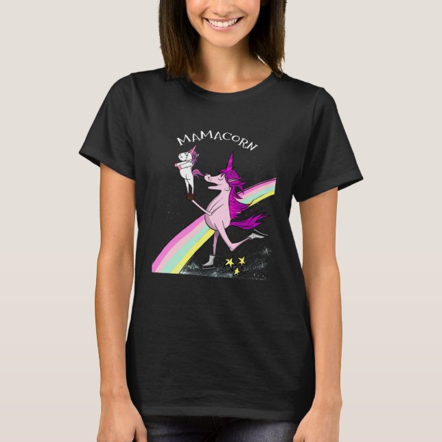 Mamacorn Cute Unicorn Mommy and Baby Christmas Mam T-Shirt (Front)