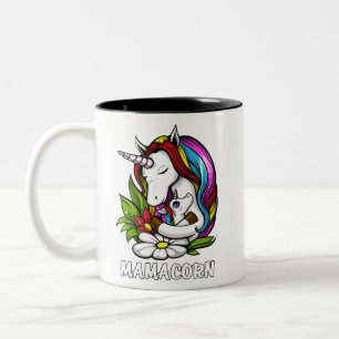 Mamacorn Mum Magical Unicorn Mother Womens Two-Tone Coffee Mug