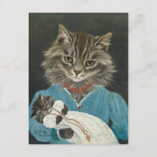 Maman et bébé chat postcard