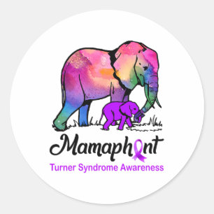 Mamaphant Mama Elephant Turner Syndrome Awareness Classic Round Sticker