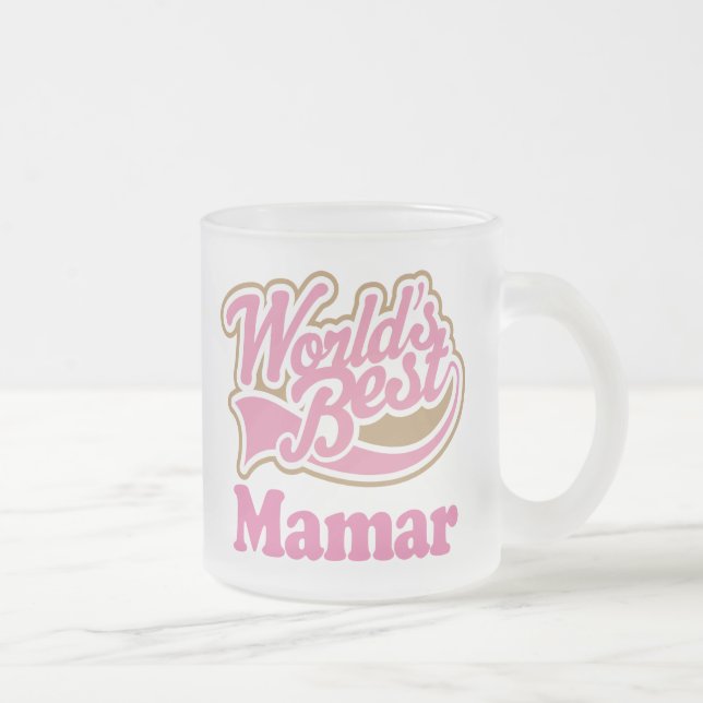Mamar Gift Pink Frosted Glass Coffee Mug (Right)