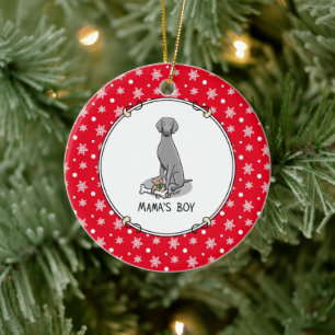 Mama's Boy Weimaraner (gray 1) toys dog mom Cute Ceramic Tree Decoration