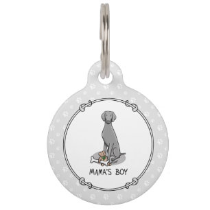 Mama's Boy Weimaraner (grey 1) toys dog mum Cute Pet Tag