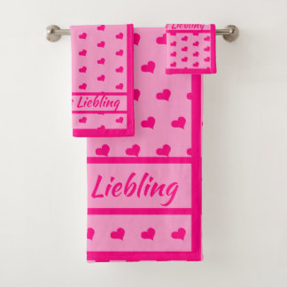 Mama's favorite pink hearts bath towel set