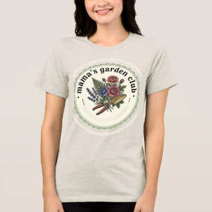 Mama's Garden Club Vintage Scalloped Floral Badge  Tri-Blend Shirt