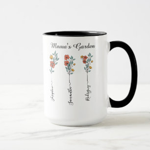 Mama's Garden Custom 3 Names Floral Gift for Mum Mug