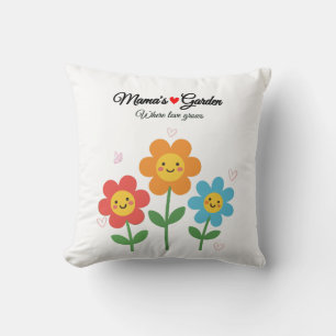 Mama's Garden Where Love Grows Floral Typograph Cushion