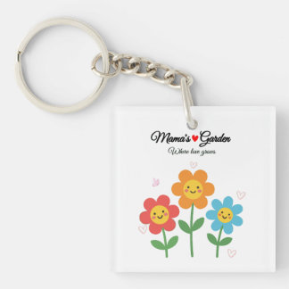  Mama's Garden Where Love Grows | Floral Typograph Key Ring