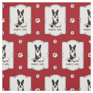 Mama's Girl #2 Boston Terrier (black) - Cute Dog Fabric
