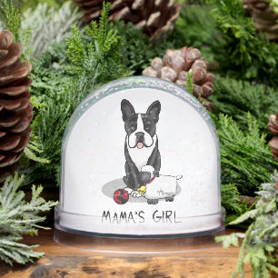 Mama's Girl #2 Boston Terrier (black) - Cute Dog Snowglobe