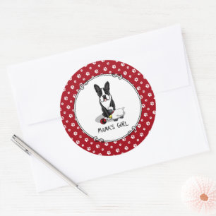 Mama's Girl #2 Boston Terrier Dog (black) Cute Classic Round Sticker