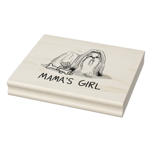 Mama's Girl Shih Tzu (tan white) Dog Mum Cute Rubber Stamp (Stamp)